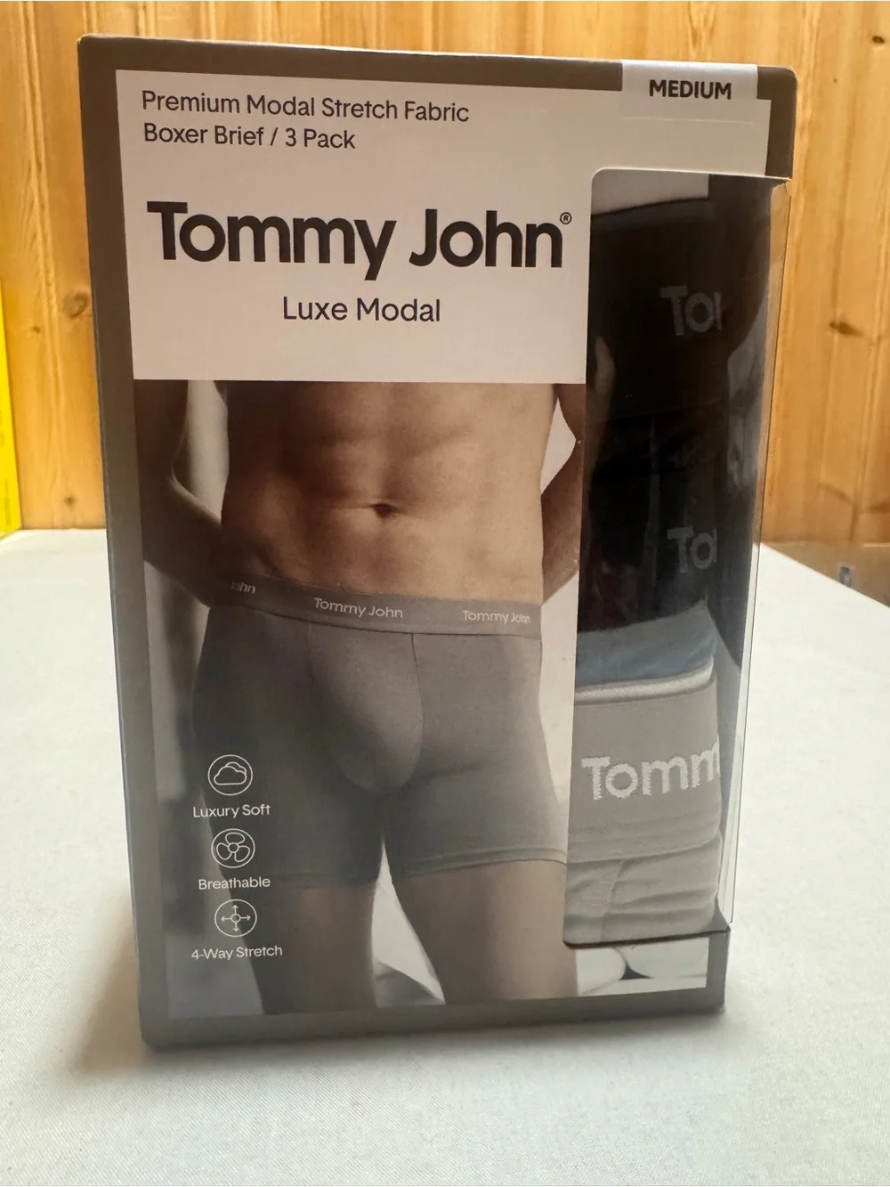 NIB Tommy John Men's Luxe Modal Boxer Briefs 3-Pack Medium